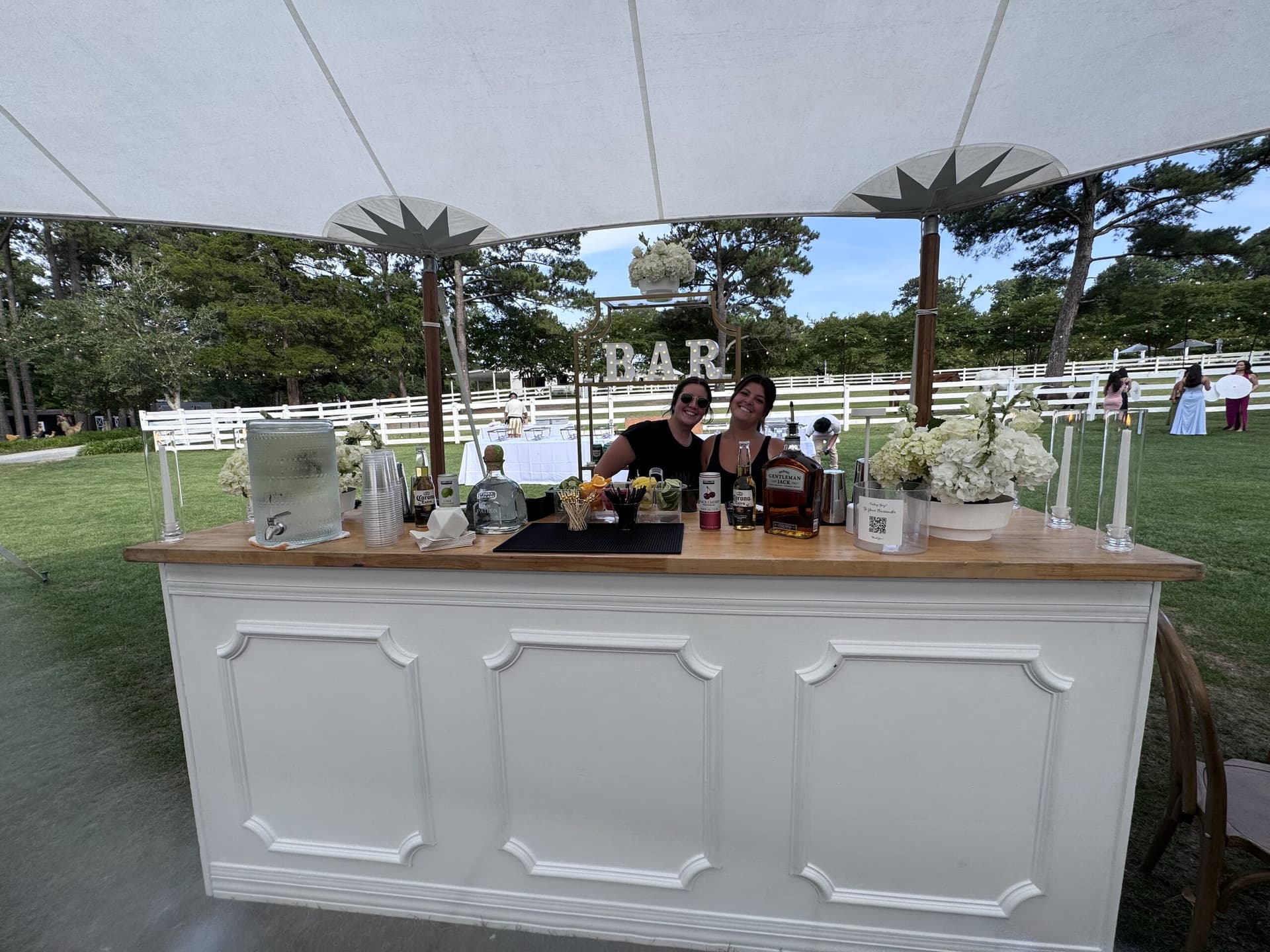 Mobile bar and professional bartenders at a reception